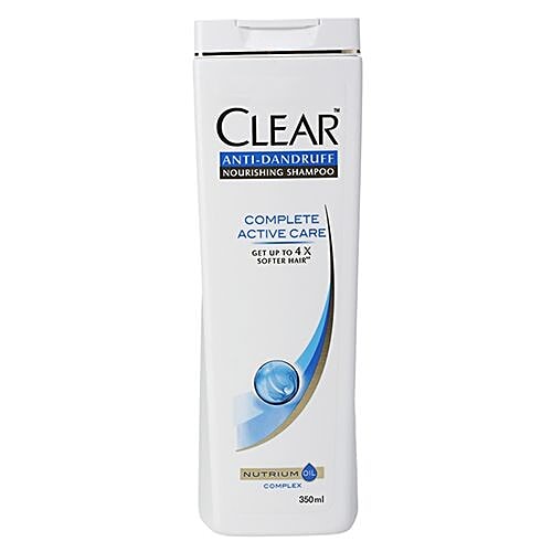 Clear Complete Active Care Anti-Dandruff Nourishing Shampoo - Nutrium Oil, Get Up To 4X Softer Hair, 350 ml Bottle