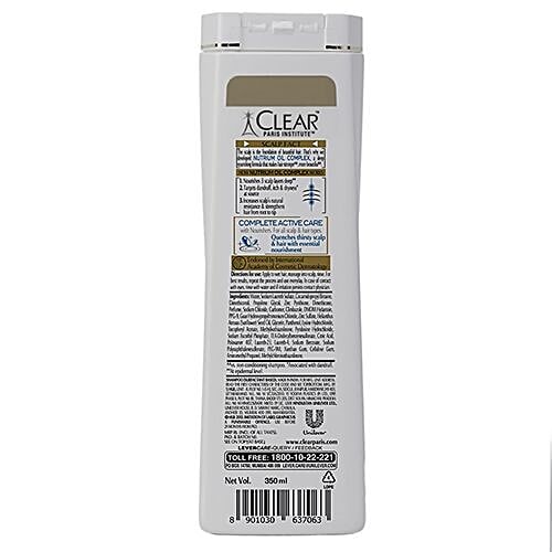 Clear Complete Active Care Anti-Dandruff Nourishing Shampoo - Nutrium Oil, Get Up To 4X Softer Hair, 350 ml Bottle