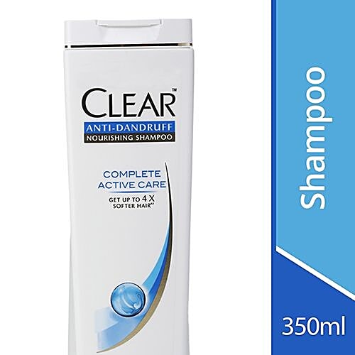 Clear Complete Active Care Anti-Dandruff Nourishing Shampoo - Nutrium Oil, Get Up To 4X Softer Hair, 350 ml Bottle