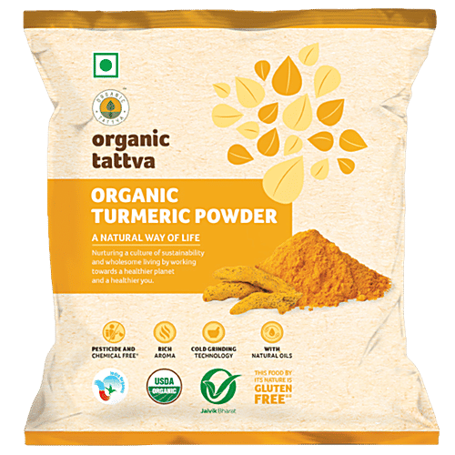 Organic Tattva Organic Powder - Turmeric, 100 g Pouch Gluten Free, No Additives