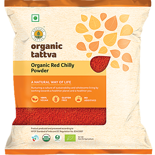 Organic Tattva Organic Powder - Red Chilly, 100 g Pouch 