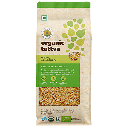 Organic Tattva Organic (Tur)Dal - Arhar, 500 g Pouch 