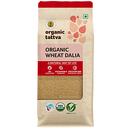 Organic Tattva Organic Wheat Dalia, 500 g Pouch Fiber Rich