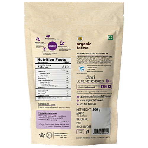 Organic Tattva Organic Powder - Jaggery/Bella, 500 g Pouch 