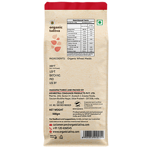 Organic Tattva Organic Maida, 500 g Pouch Fiber Rich
