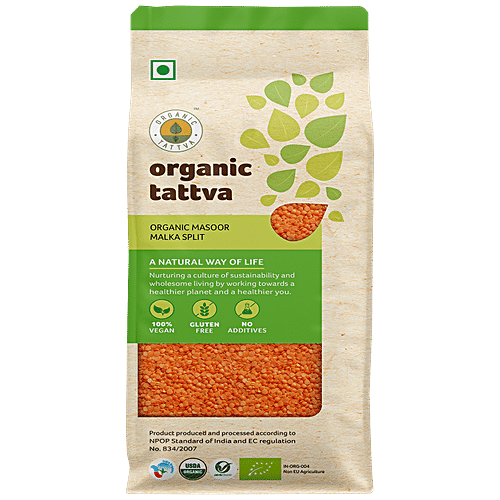 Organic Tattva Organic Masoor - Malka, 500 g Pouch 