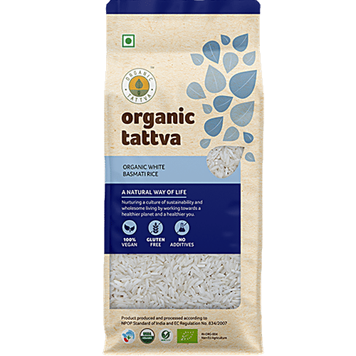 Organic Tattva Organic Basmati Rice - White, 1 kg Pouch 