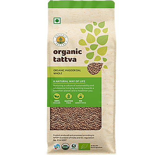 Organic Tattva Organic Masoor - Sabut(Whole), 500 g Pouch 