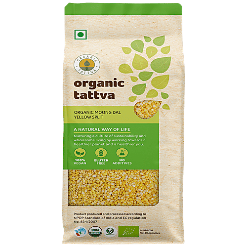 Organic Tattva Organic Moong - Dhuli, 500 g Pouch 