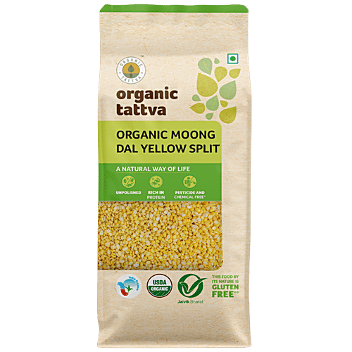 Organic Tattva Organic Moong Dal/Dhuli, 500 g Pouch Gluten Free, No Additives