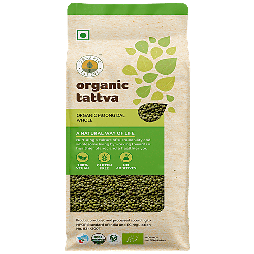 Organic Tattva Organic Moong - Sabut(Whole), 500 g Pouch 