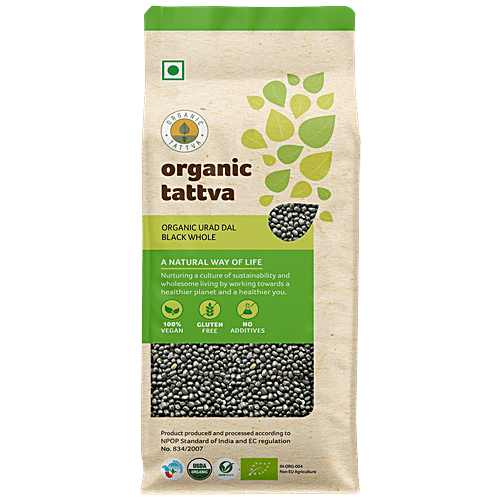 Organic Tattva Organic Urad - whole, 500 g Pouch 