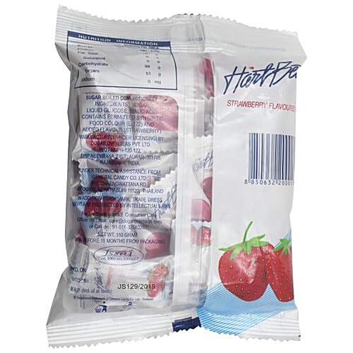 Hart Beat Sweets Love Candy - Strawberry Flavoured, 150 g Pouch Strawberry Flavour
 Heart-Shaped
 Individually Wrapped