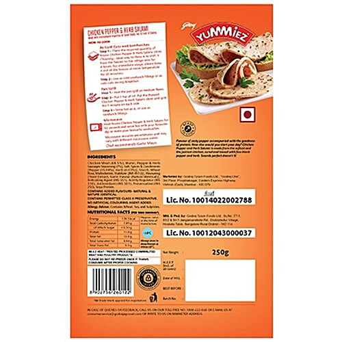 Yummiez Pepper & Herb Salami Chicken, 250 g  