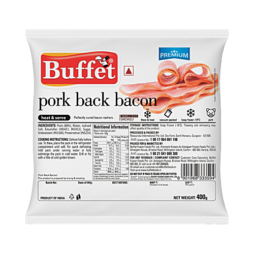 Buffet  Pork Back Bacon, 400 g  No Fake Flavors & Zero Preservatives