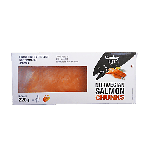 Cambay Tiger Norwegian Salmon Portions Skin Off, 220 g Box 