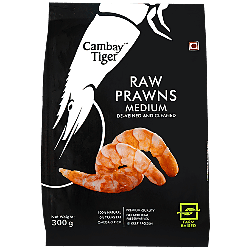 Cambay Tiger Prawns DVC - Medium, 300 g Deveined & Cleaned 
