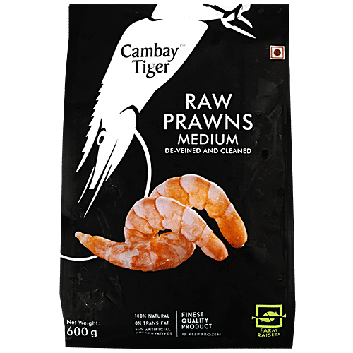 Cambay Tiger Prawns DVC - Medium, 600 g Deveined & Cleaned 