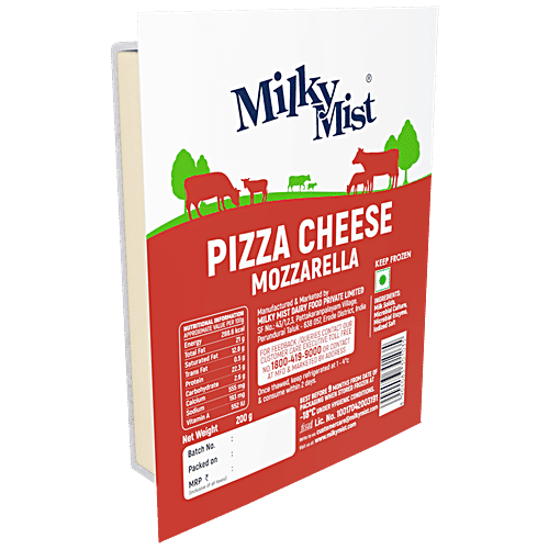 Milky Mist Pizza Mozzarella Cheese, 200 g Pouch 