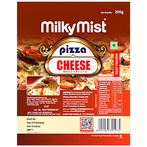 Milky Mist Pizza Mozzarella Cheese, 200 g Pouch 