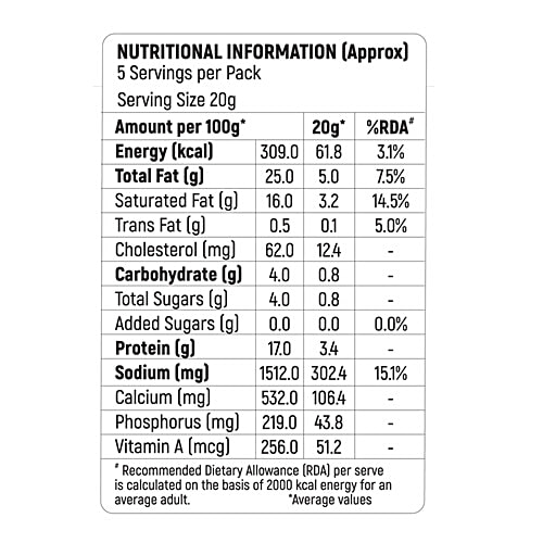 Milky Mist Cheese Slices, 100 g (5 Slices) No Added Sugar