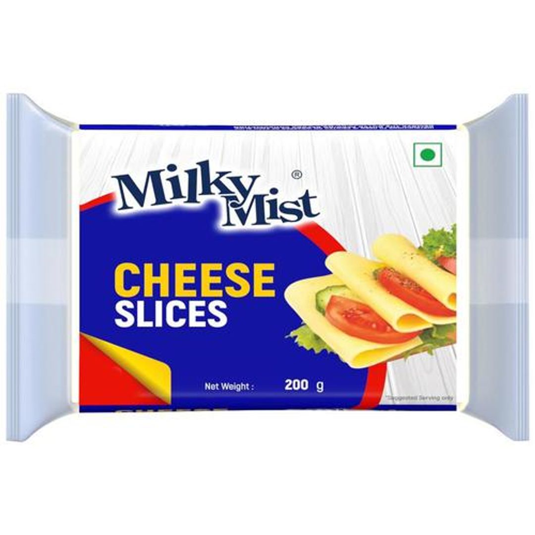 Milky Mist Cheese Slice - Rich In Protein, Calcium, Enhance Taste & Flavour, 200 g (10 Slices)
