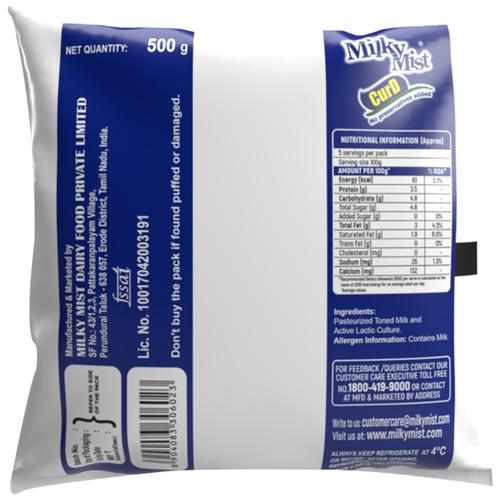 Milky Mist Curd/Dahi - No Preservatives Added, 500 g Pouch 