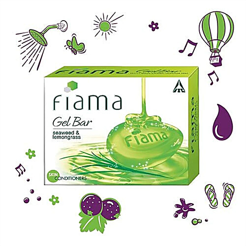 Fiama Seaweed & Lemongrass Gel Bar, 125 g Pack of 3 With Skin Conditioners