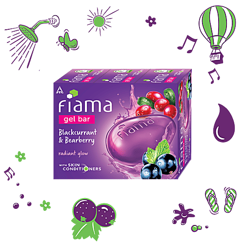 Fiama Gel Bathing Bar - Bearberry & Blackcurrant, 125 g (Pack of 3) 