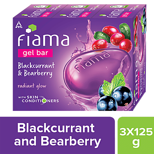 Fiama Gel Bathing Bar - Bearberry & Blackcurrant, 125 g (Pack of 3) 