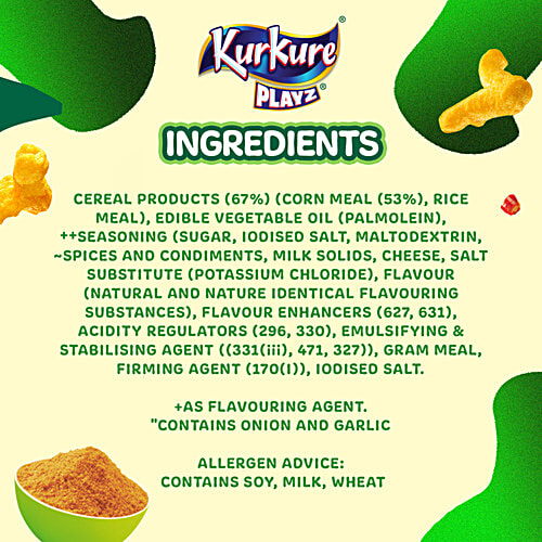 Kurkure Playz Yummy Cheese Puffcorn, 50 g  Crispy & Crunchy Puffed Corn Snacks