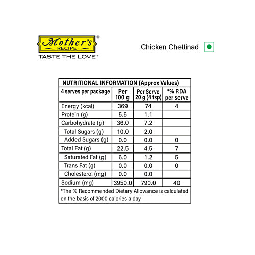 Mother's Recipe Chicken Chettinad Mix, 80 g Pouch No MSG, Preservatives & Artificial Colours