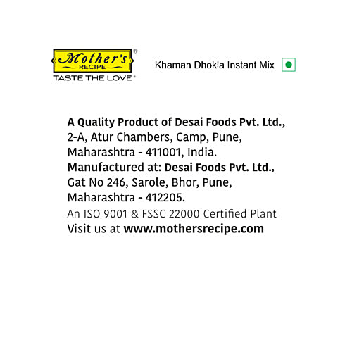 Mother's Recipe Khaman Dhokla Instant Mix, 180 g Pouch Zero Trans Fat