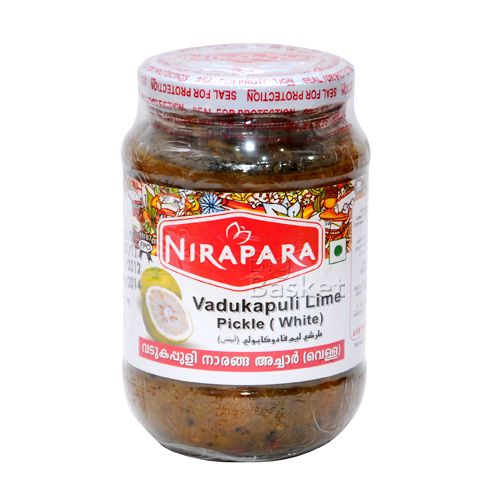 Nirapara Pickle - Vadukapuli Lime, White, 400 g Bottle 