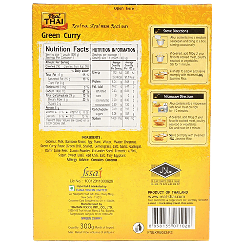 REAL THAI Green Curry With Vegetable, 300 g  Authentic Thai Herbs
 Spices