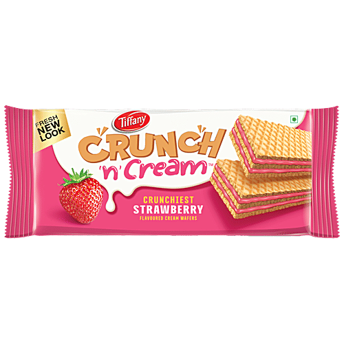 Tiffany Crunch 'n' Cream Strawberry Flavoured Cream Wafers, 135 g  Zero Trans Fat