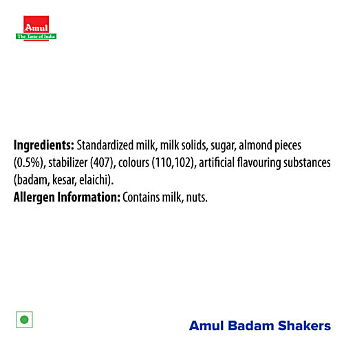 Amul Kool Milkshake - Badam, 200 ml Can No Preservatives Added