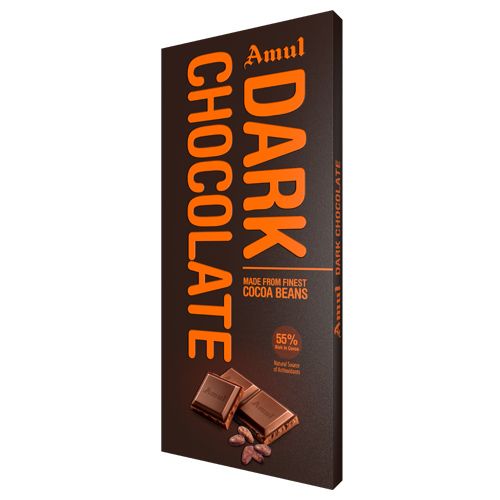 Amul Dark Chocolate- 55% Rich In Cocoa, 150 g Carton 