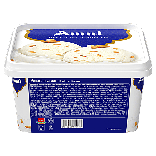 Buy Amul Real Ice Cream Roasted Almond 1 Lt Tub Online At Best Price of
