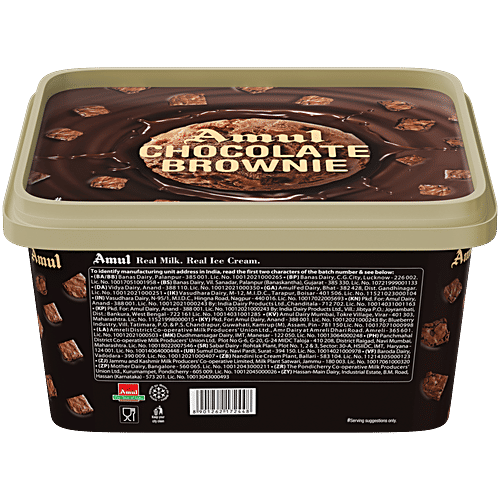 Amul Ice Cream - Chocolate Brownie, 1 L Tub 
