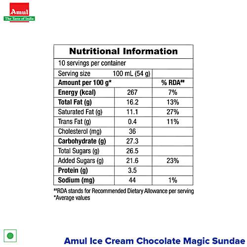 Amul Ice Cream - Chocolate Magic Sundae, 1 L Tub 