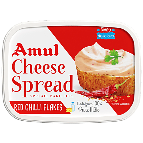 Amul Processed Cheese Spread - Red Chilli Flakes, Made from Pure Milk, 200 g Tub Zero Added Sugar