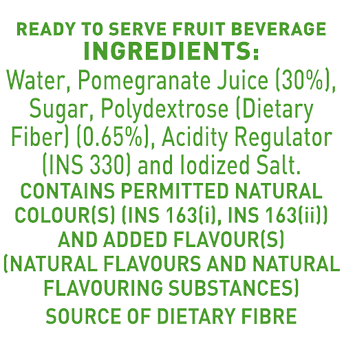 B Natural Pomegranate Juice, 180 ml Carton Goodness of Fiber
