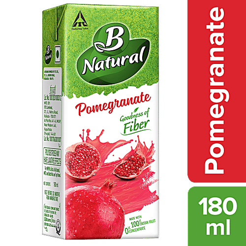 B Natural Pomegranate Juice, 180 ml Carton Goodness of Fiber