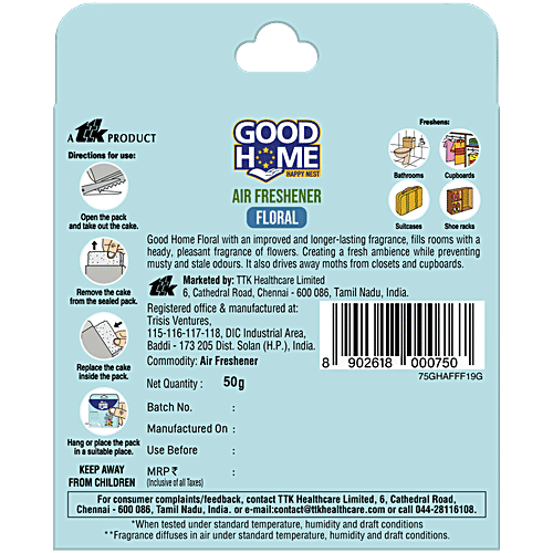 Good Home Air-Freshener Floral For Bathrooms, Suitcases, Cupboards, Shoe Racks | Long-Lasting Fragrance, 50 g  New and Improved
 Lasts up to 45 days