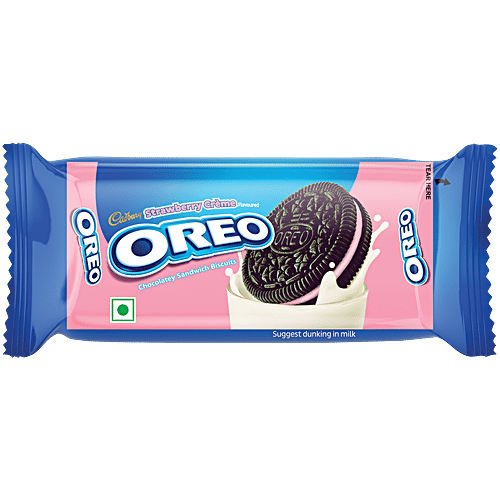 Cadbury Oreo Strawberry Flavour Biscuit Cream Sandwich, 41.75 g