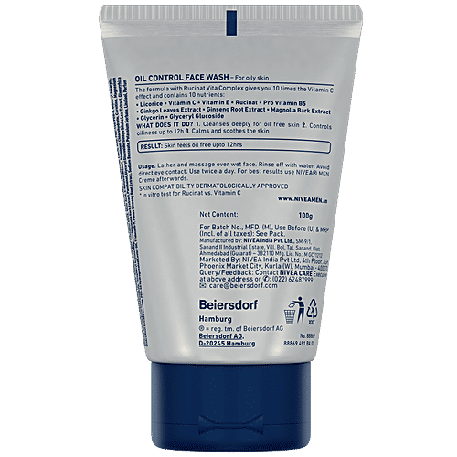 Nivea Oil Control Face Wash - For Oily Skin, With 10x Vitamin C Effect, 100 g