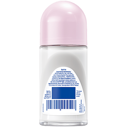 Nivea Pearl & Beauty Women Deodorant Roll On - For Smooth & Beautiful Underarms, 48h Protection, 50 ml Bottle 48h Protection, 0% Alcohol, Smooth & Beautiful Underarms