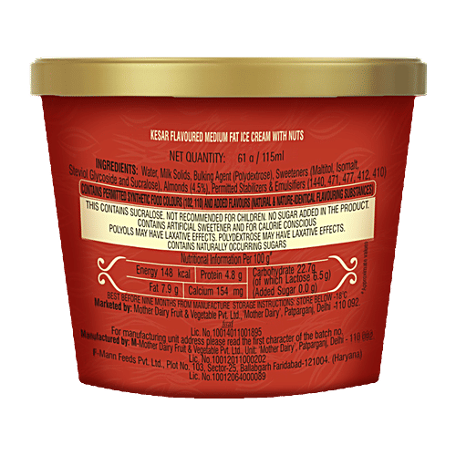 mother dairy Dietz Sugar Free Ice Cream - Kesar Almond, 500 ml Cup 