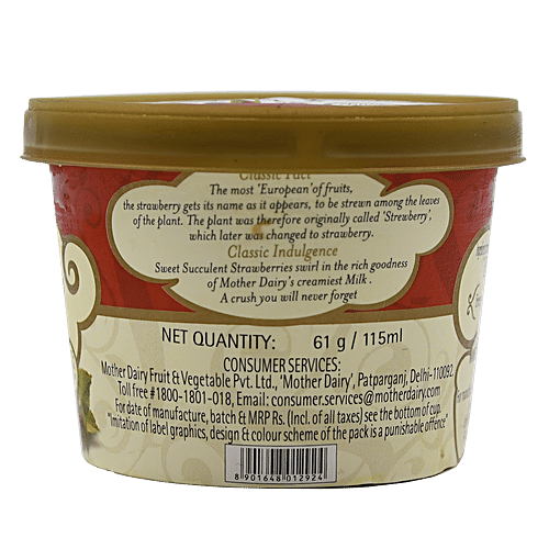 Mother Dairy Fruit Classic Strawberry Crush Ice Cream - Natural Flavour, 115 ml Cup 